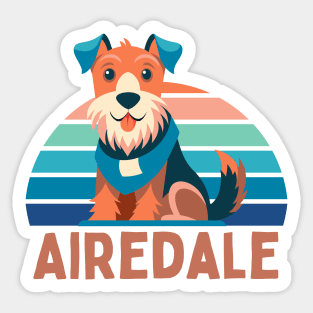 Cute Airedale Terrier Retro Cartoon Sticker